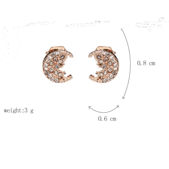 Gold Toned Moon Shaped Earrings - Picture 5 of 5